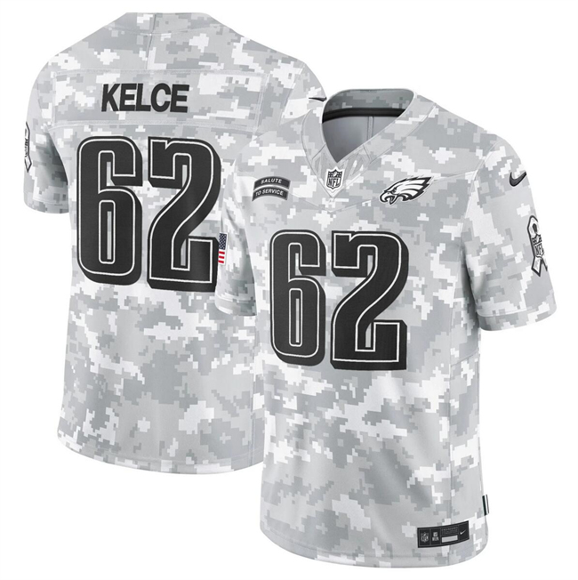 Men's Arctic Camo Philadelphia Eagles #62 Jason Kelce 2024 F.U.S.E Salute to Service Limited Stitched Football Jersey